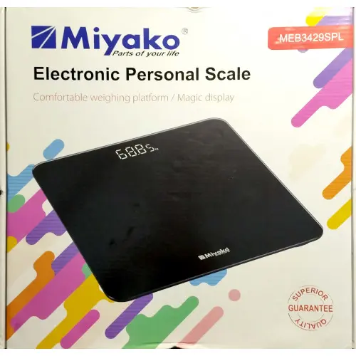 Picture of Accurate Weight Measurement with Miyako Digital Weight Machine/Miyako Electrical Personal Scale MEB-3429RNB - Your Reliable Partner for Health(Black)
