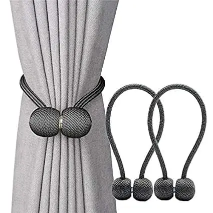 Picture of 2PCS Magnetic Curtain Buckle Magnetic Curtain Tiebacks Convenient Drape Tie European Style Decorative Weave Rope Curtain Rings & Buckles