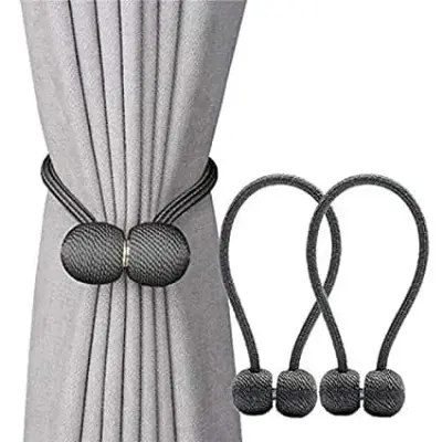 Picture of 2PCS Magnetic Curtain Buckle Magnetic Curtain Tiebacks Convenient Drape Tie European Style Decorative Weave Rope Curtain Rings & Buckles