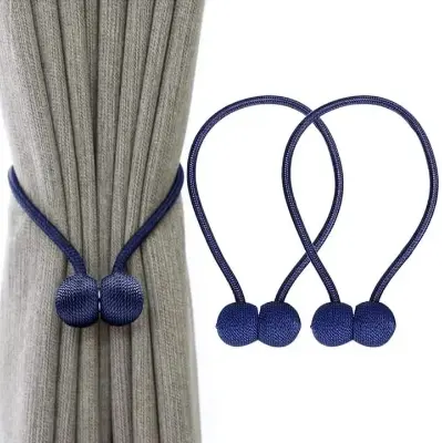 Picture of 2PCS Magnetic Curtain Buckle Magnetic Curtain Tiebacks Convenient Drape Tie European Style Decorative Weave Rope Curtain Rings & Buckles