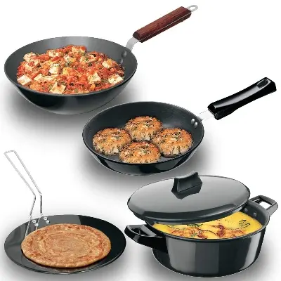 Picture of Hawkins Futura Cookware Set (ASET1) 4 Pc Cookware Set (Hard Anodised, Aluminium, 4 - Piece)(Black)