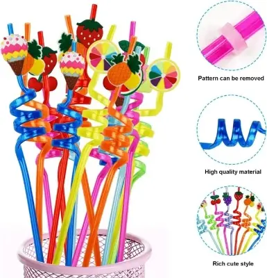 Picture of 4pc Hot style drinking straws plastic food grade straws