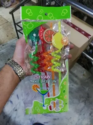 Picture of 4pc Hot style drinking straws plastic food grade straws