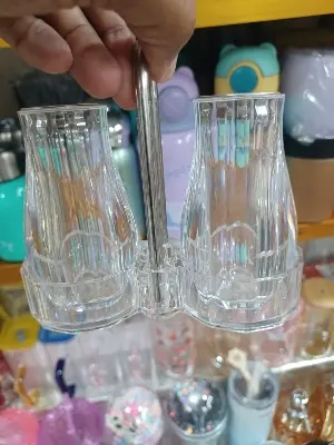 Picture of 2pcs Salt and Pepper Shakers Set - Grade Stainless Steel with Glass Bottom