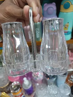 Picture of 2pcs Salt and Pepper Shakers Set - Grade Stainless Steel with Glass Bottom