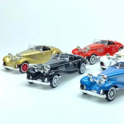 Picture of 1:32 retro classic simulation alloy car model pull back boy children's toys classic car cross-border wholesale open door(Blue)