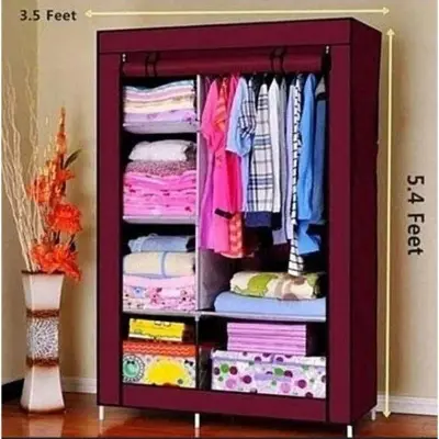 Picture of Portable Folding Simple Open Door non Woven Fabric Cloth Storage Wardrobe Almirah For Daily Use 2 Part