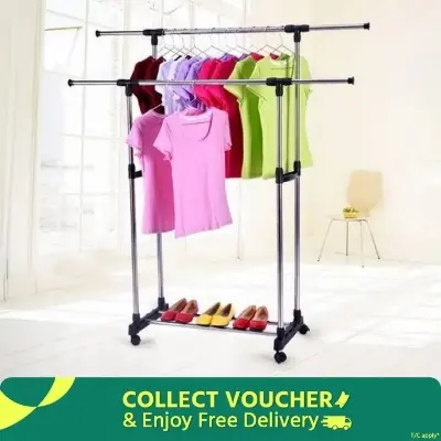 Picture of Folding Double Clothes And Shoe Rack Portable Alna - cloth hanger