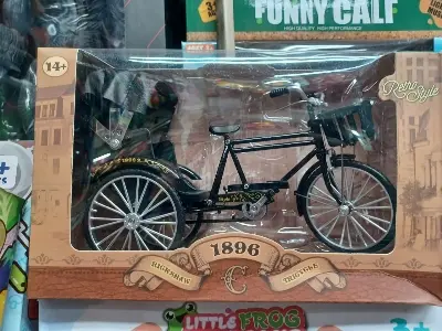 Picture of Three-Wheeled Rickshaw Simulated Alloy Model Cross-Border Toy 28 Bars Bicycle Retro Nostalgic Collection Ornaments(Black)