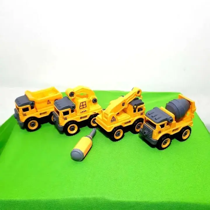 Picture of 4pcs Construction Toy Engineering Car Fire truck Screw Build and Take Apart Great for Kids Boys