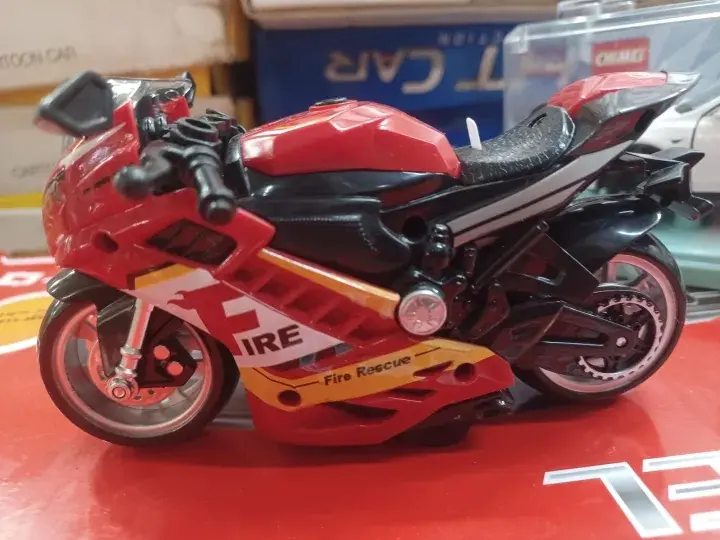 Picture of Motorcycle Model Lighting Sound Effects Children Motorbike Toy Hobbies Model Swat Motorcycle Rescue Bike Friction Powered