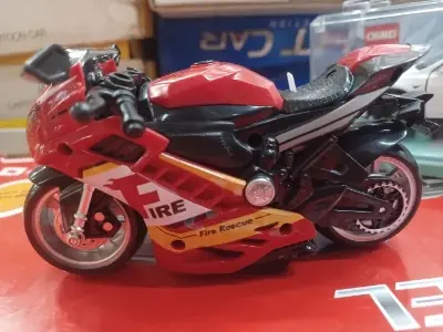 Picture of Motorcycle Model Lighting Sound Effects Children Motorbike Toy Hobbies Model Swat Motorcycle Rescue Bike Friction Powered(Red)