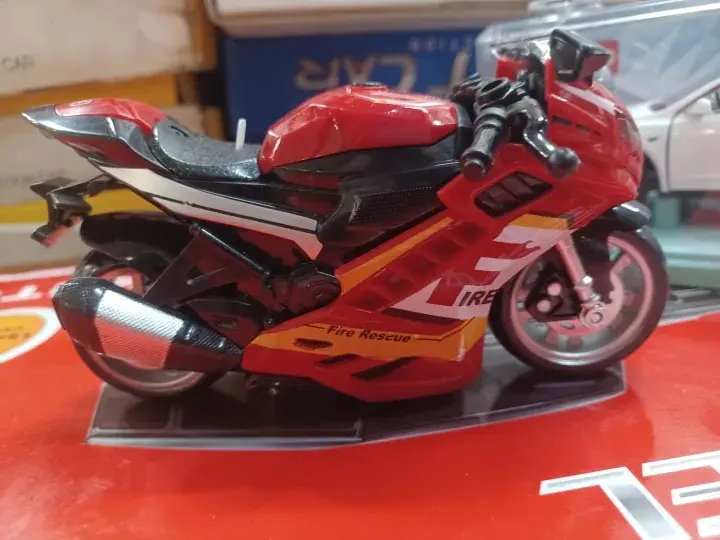 Picture of Motorcycle Model Lighting Sound Effects Children Motorbike Toy Hobbies Model Swat Motorcycle Rescue Bike Friction Powered(Red)