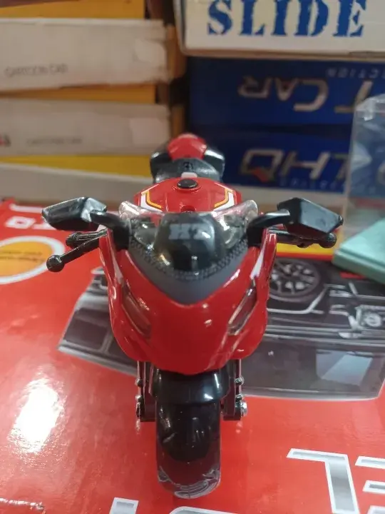 Picture of Motorcycle Model Lighting Sound Effects Children Motorbike Toy Hobbies Model Swat Motorcycle Rescue Bike Friction Powered(Red)