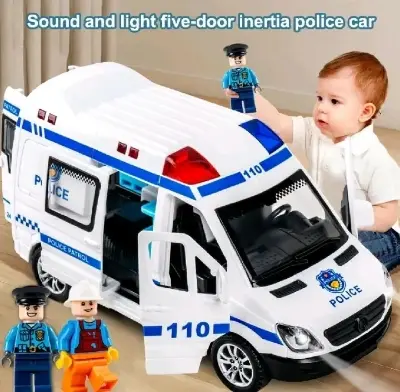 Picture of 1:32 Scale Mini Ambulance Fire Truck Police Truck ABS Light Sound For kids(White)