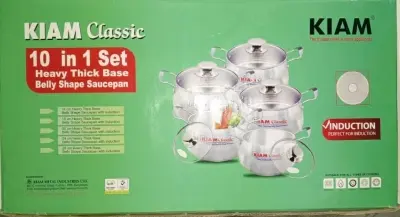 Picture of Kiam Classic (Induction Buttom)10 in 1 Set Heavy Thick Base Belly Shape Saucepan Cook Wear Set