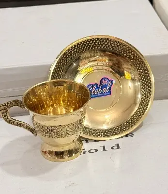 Picture of Pitol Tea Cup Set / Brass Tea Cup and Saucer 5 Pices Set / Pitoler Cup Set(Gold)
