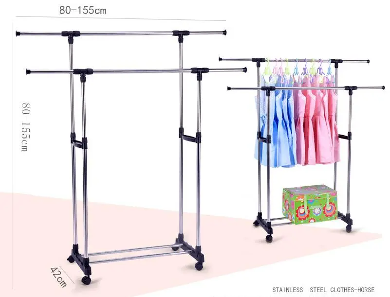Picture of Folding Double Clothes And Shoe Rack Portable Alna - cloth hanger(Black)