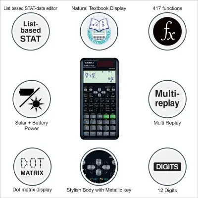 Picture of Casio FX-991ES PLUS-2 Scientific Calculator - Solar and Battery Powered-Black(Black)
