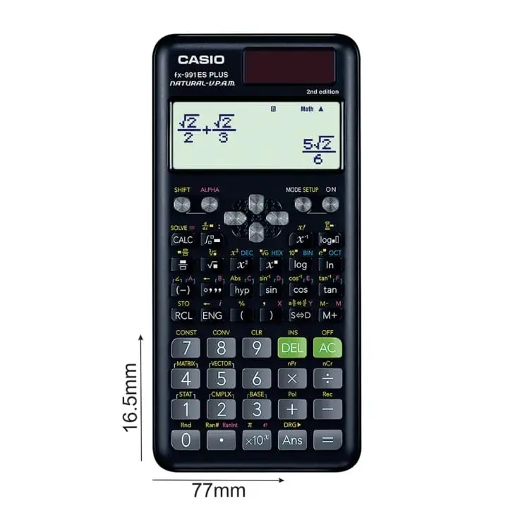 Picture of Casio FX-991ES PLUS-2 Scientific Calculator - Solar and Battery Powered-Black(Black)