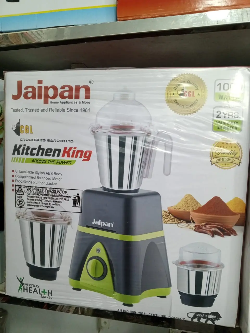 Picture of Jaipan Kitchen King 1000W Mixer Grinder(Green)