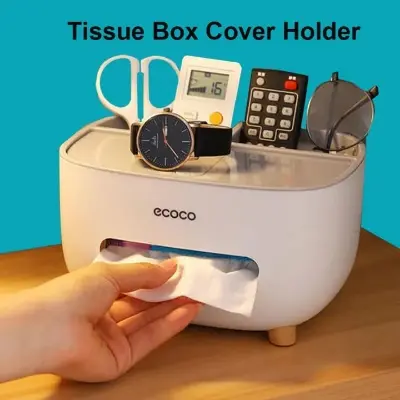 Picture of Ecoco Modern Multi-Function Desktop Tissue Box & Organizer with Storage Tray100pcs x 2ply