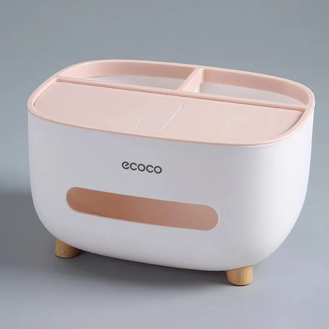 Picture of Ecoco Modern Multi-Function Desktop Tissue Box & Organizer with Storage Tray100pcs x 2ply