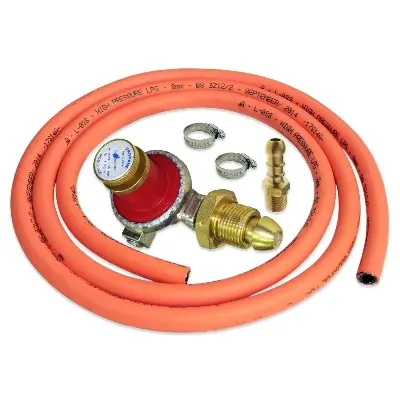 Picture of High-Quality Lpg Gas Regulator Full Set (5 Feet Hose Pipe & 2 Pcs Adjust Clip Clamp & 1 Pcs Regulator)
