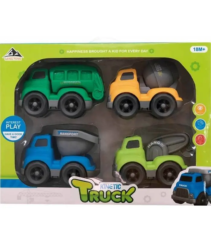 Picture of Kids Toy Friction Car Set 4 pcs Push Car for Baby Construction Truck Car Set Large Size Car