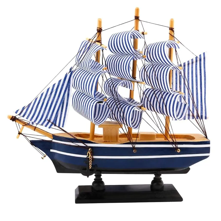 Picture of Handcrafted Wooden Sailboat Model – Nautical Decorative Showpiece