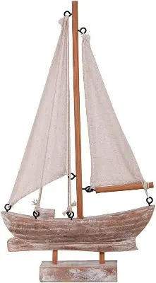Picture of Handcrafted Wooden Sailboat Model – Nautical Decorative Showpiece