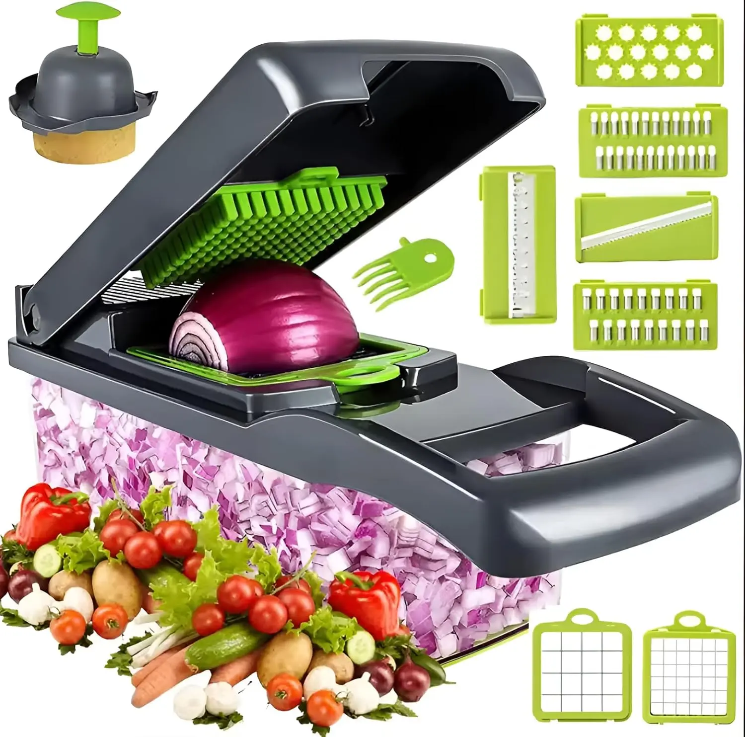 Picture of Vegetable Fruit Slicer Grater Cutter Peeler Multifunctional Potato Peeler Carrot Grater Drain Basket New Kitchen Tool-(Black)