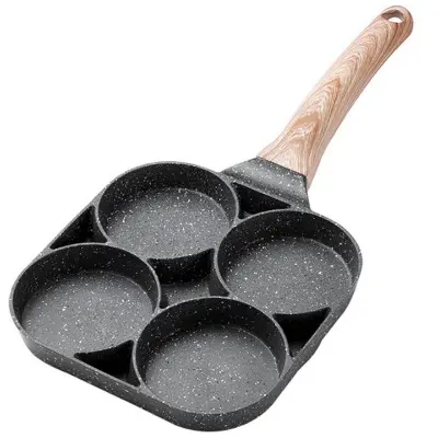 Picture of 4 Hole Omelet Pan for Burger Eggs Ham PanCake Maker Frying Pans Non Stick No e Breakfast Grill Wok(Black)