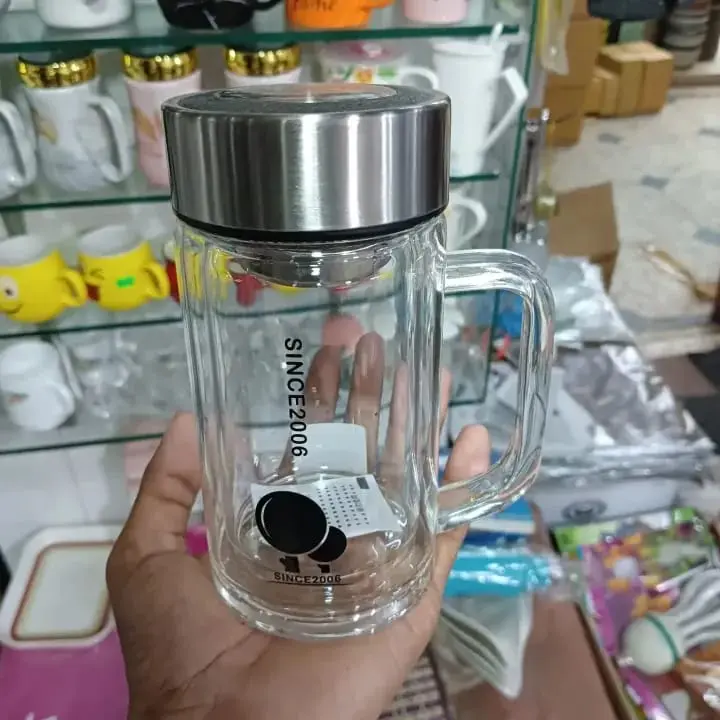 Picture of Office Glass Infuser Bottle Tea Tumbler Double Wall Glass Borosilicate Bottle Travel Mug Leakproof Tea Bottle with Strainer Carry Handle