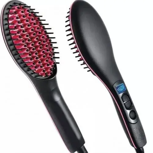 Picture of Simply Straight Ceramic Brush Hair Straightener - Black and Pink