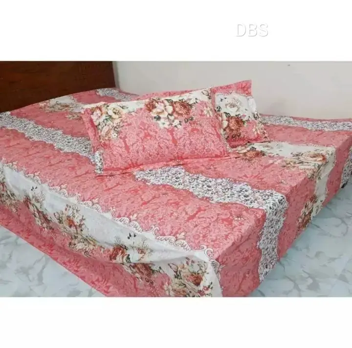 Picture of King Size Bed Sheet Cotton Multicolor With 2 Pillow Covers Dbs02