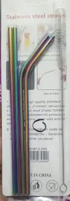 Picture of set of stainless-steel reusable drinking straws.