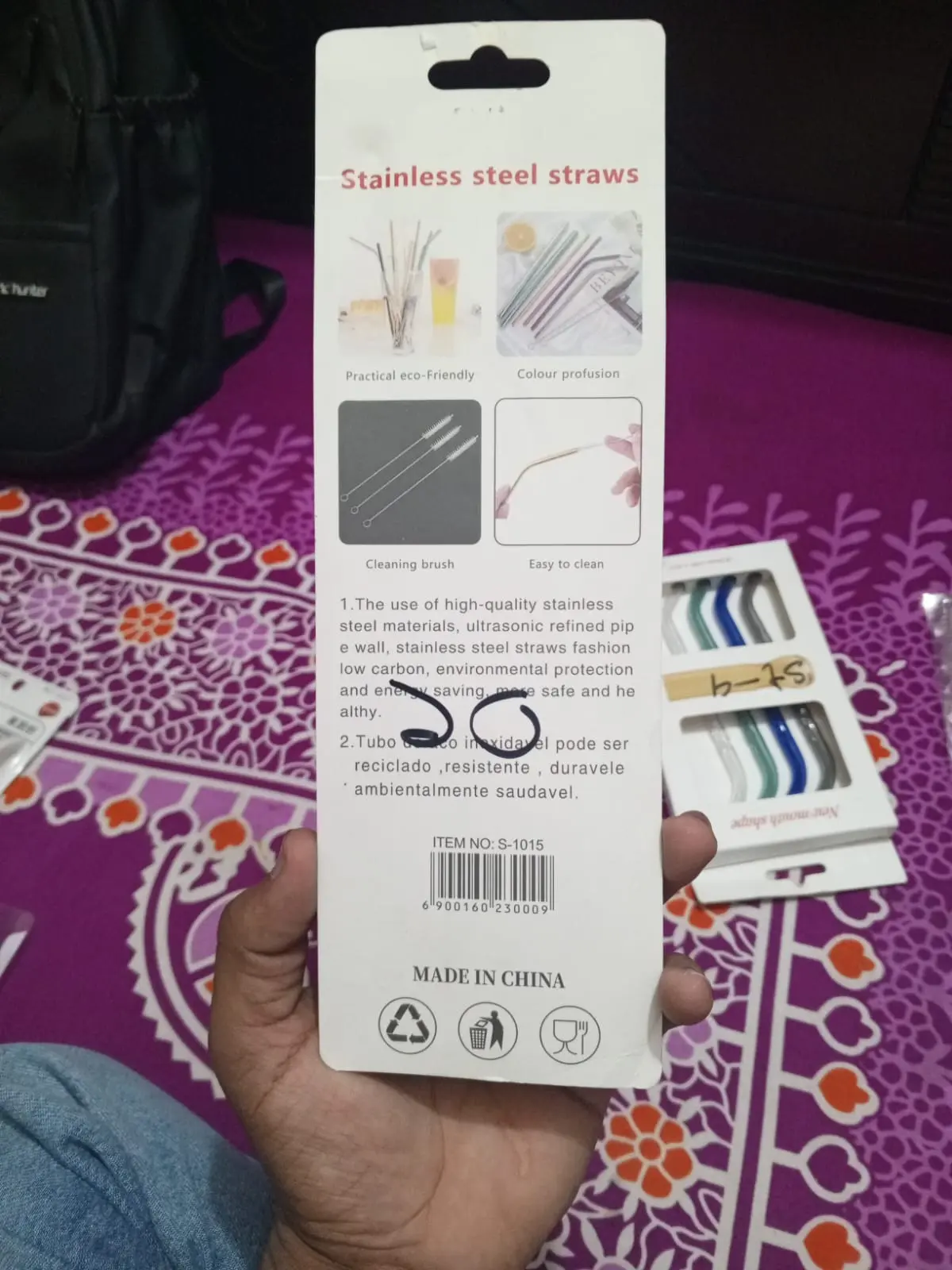 Picture of Rainbow Straws Stainless Steel Drinks Straw Metal Drinking Cleaner Reusable Barr