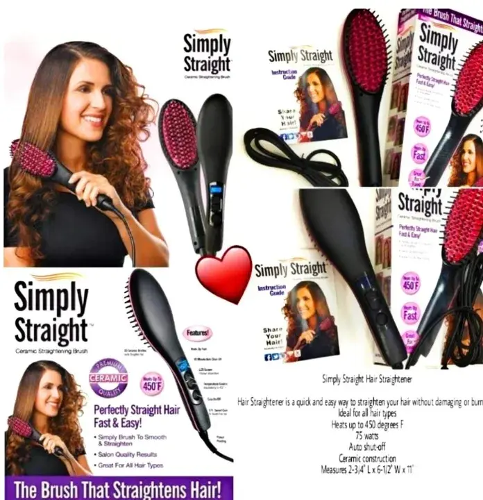 Picture of Simply Straight Ceramic Brush Hair Straightener - Black and Pink