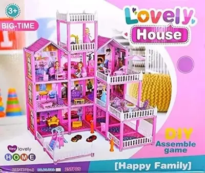 Picture of Lovely Doll House Set For Kids(Pink)