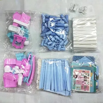 Picture of Doll House with Dolls and Furniture - Think of the doll as the girl herself and live in a dream house.(Blue)