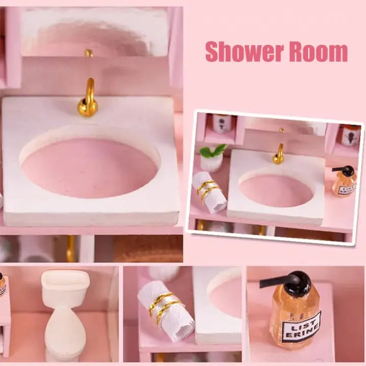 Picture of 3D Wooden LED Premium Dollhouse DIY Miniature Furniture Girls Dream Loft Apartment Kit Toys Gift