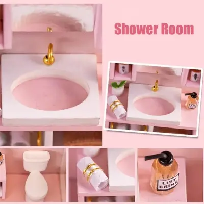 Picture of 3D Wooden LED Premium Dollhouse DIY Miniature Furniture Girls Dream Loft Apartment Kit Toys Gift