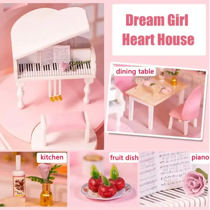Picture of 3D Wooden LED Premium Dollhouse DIY Miniature Furniture Girls Dream Loft Apartment Kit Toys Gift