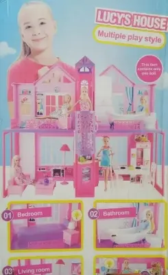 Picture of Kids learning Barbie Lucy's house multiple play style doll house(Pink)