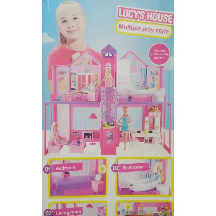 Picture of Kids learning Barbie Lucy's house multiple play style doll house(Pink)