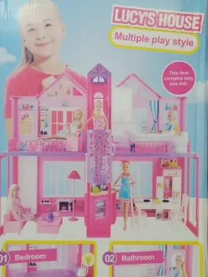 Picture of Kids learning Barbie Lucy's house multiple play style doll house(Pink)