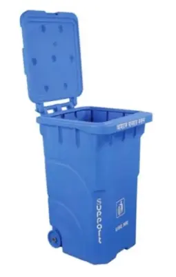 Picture of 240 Liter Big Size Plastic Made PADDLE / NONPADDLE Wheel System Garbage & Recycle Trash Bin / Chaka Dustbin Pedel(Blue)