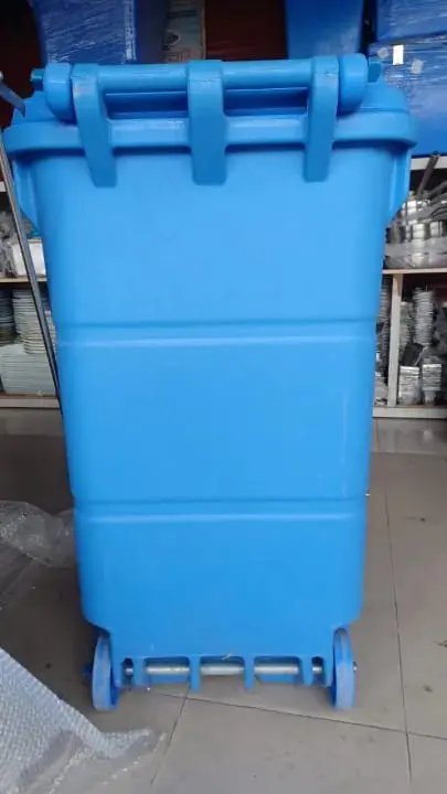 Picture of 240 Liter Big Size Plastic Made PADDLE / NONPADDLE Wheel System Garbage & Recycle Trash Bin / Chaka Dustbin Pedel(Blue)