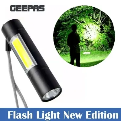 Picture of Rechargeable Flashlight Torch LED USB Portable Torches 3 Modes Mini Camping Lighting(Black)